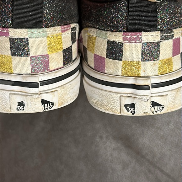 Kids checkerboard Vans, slip on - no tie - size 3 - glitter multicolor - Picture 11 of 11